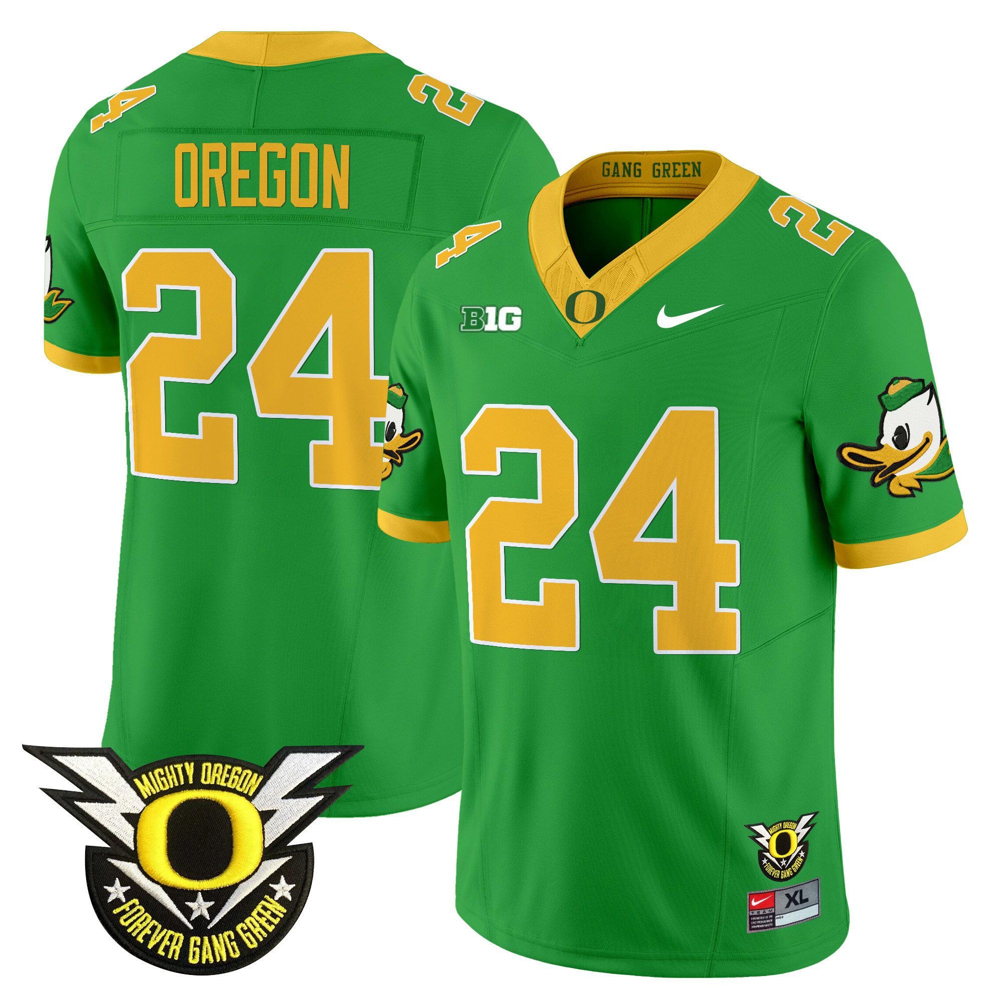 Men Oregon Ducks #24 Oregon Green 2024 Nike Forever Gang Green & BIG Patch Vapor Limited NCAA Jersey->indianapolis colts->NFL Jersey